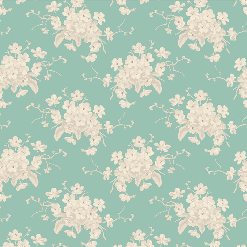 Sunday Brunch - White Flower Teal