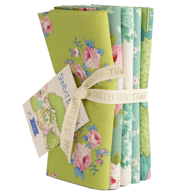 Sunday Brunch - Fat 1/4 Bundle (5 Fabrics) - Lime/Teal