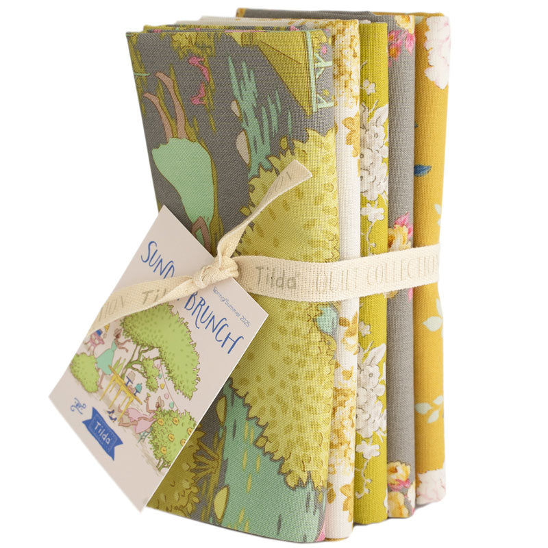 Sunday Brunch - Fat 1/4 Bundle (5 Fabrics) - Grey/Yellow