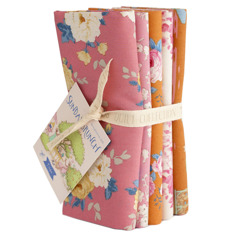 Sunday Brunch - Fat 1/4 Bundle (5 Fabrics) -Pink/Ginger