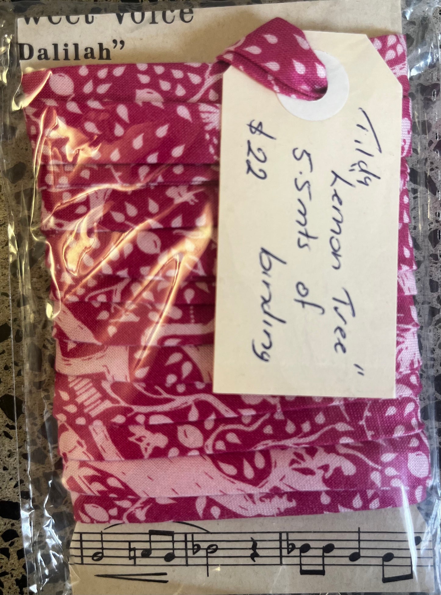 Pre-Made Bias Binding - Tilda Lemon Tree Pink