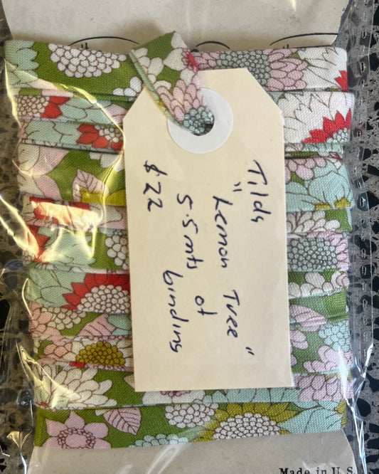 Pre-Made Bias Binding - Tilda Lemon Tree Green