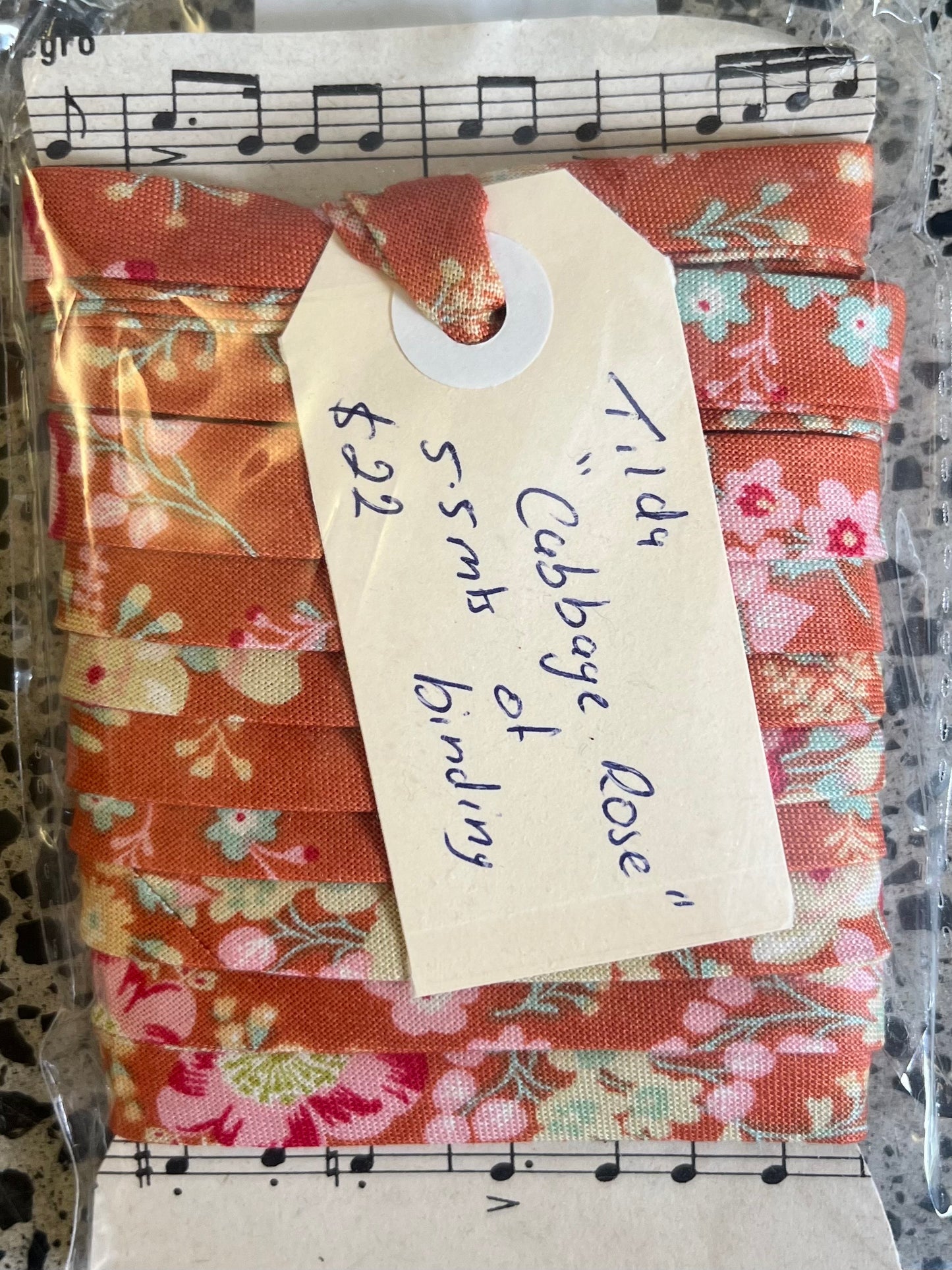 Pre-Made Bias Binding - Tilda Cabbage Rose Orange