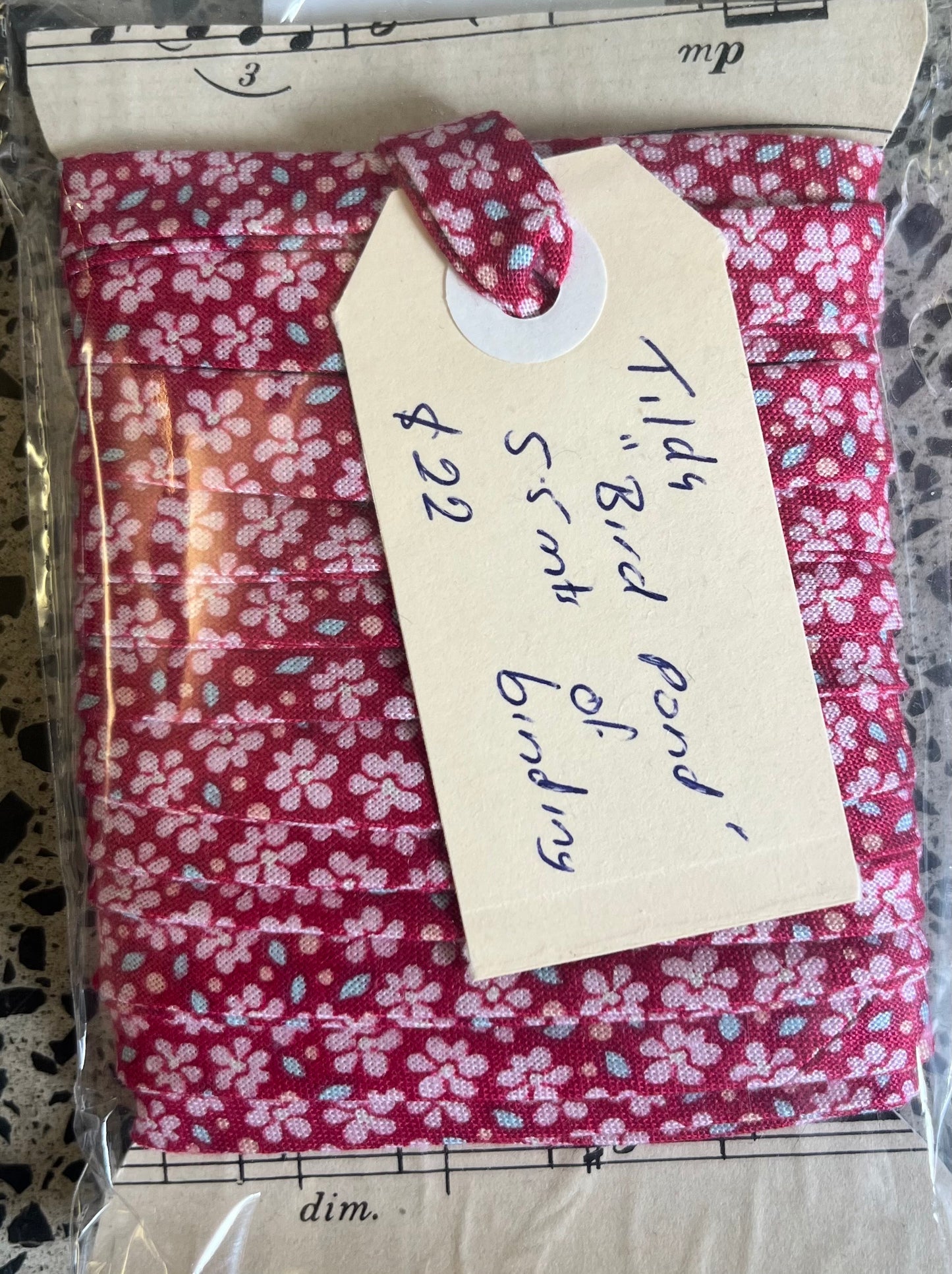 Pre-Made Bias Binding - Tilda Bird Pond Pink