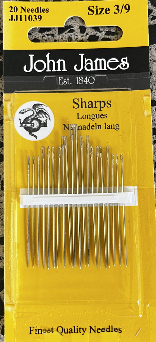 John James Needles - Size 3/9 Sharps