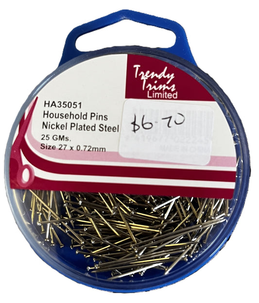 Trendy Trims Household Pins - Nickel Plated Steel