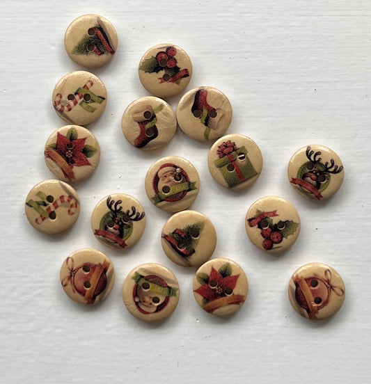 Wooden Christmas Buttons