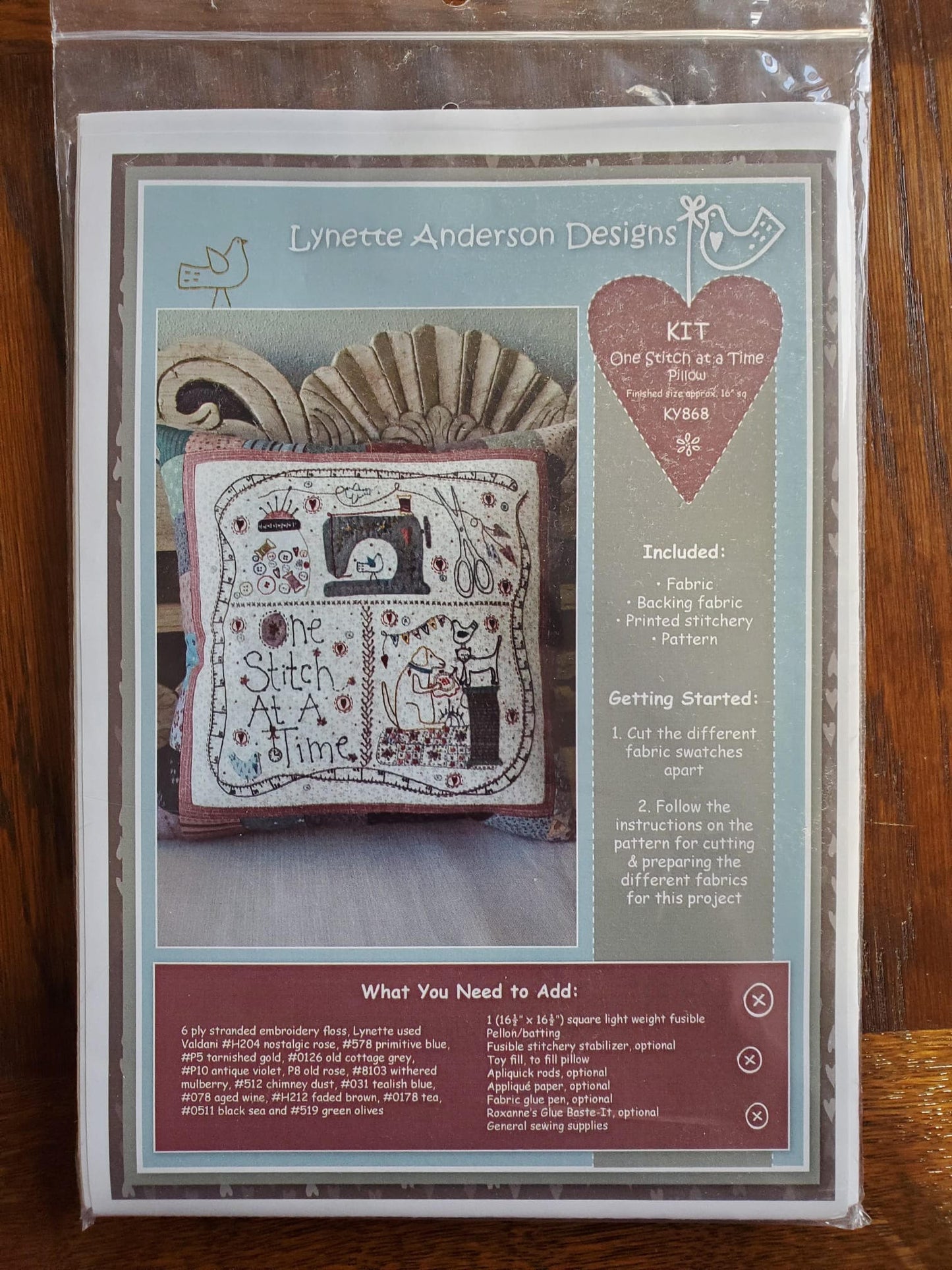 Lynette Anderson - One Stitch at a Time Pillow Kit