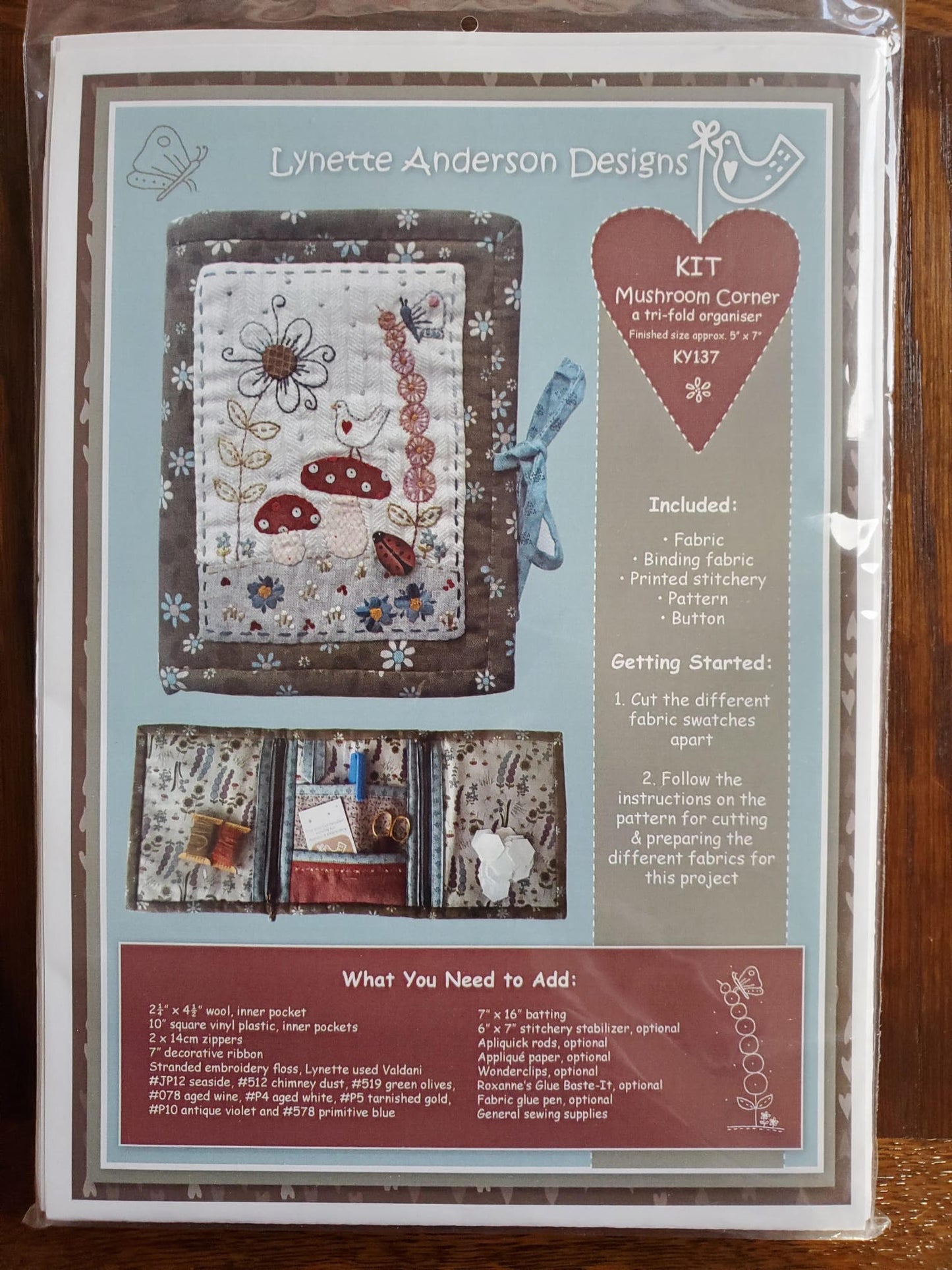 Lynette Anderson - Mushroom Corner - a Tri-fold organiser Kit
