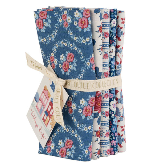 Village Life - Fat 1/4 Bundle (5 Fabrics) - Blue