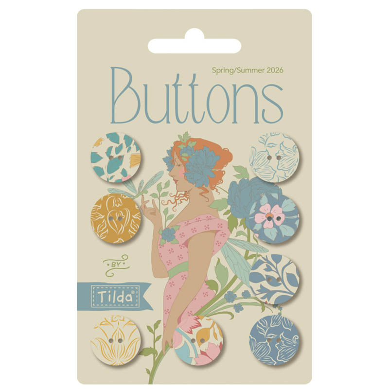 Songbird Buttons 16mm - Blue/Mustard