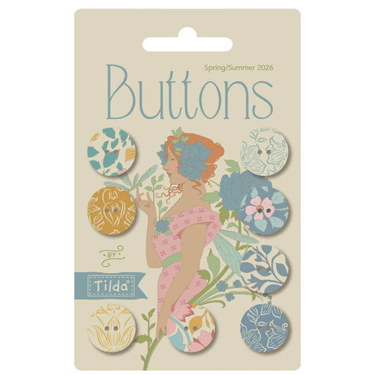 Songbird Buttons 16mm - Blue/Mustard