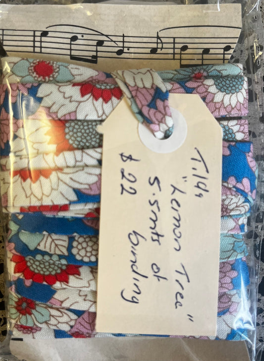 Pre-Made Bias Binding - Tilda Lemon Tree Blue Flower