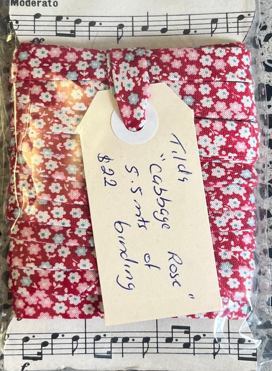 Pre-Made Bias Binding - Tilda Cabbage Rose Red Small